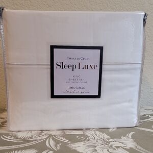 Charter Club Sleep Luxe Cotton King Sheet Set in White
